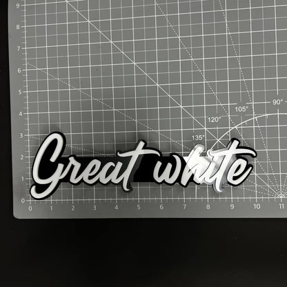 1PC Great white 3D Acrylic Badge - Car Truck Emblem Fender Sticker