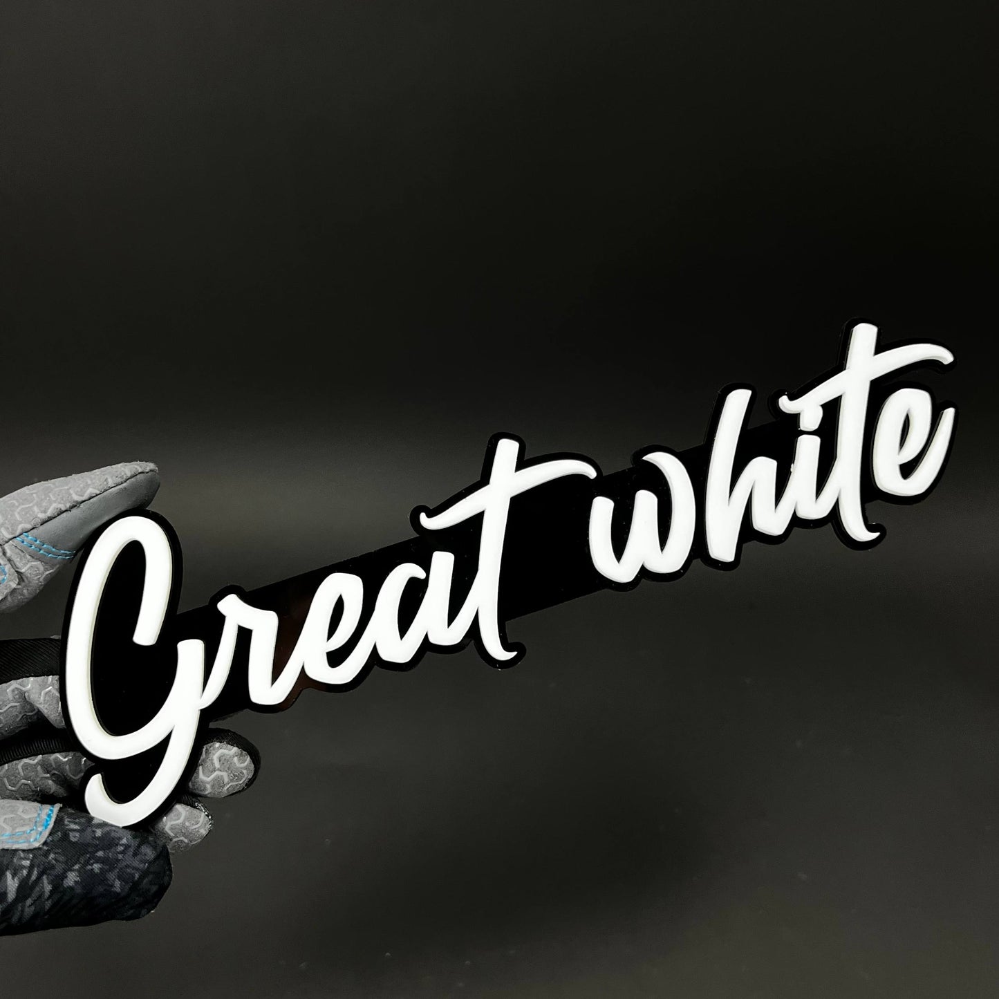 1PC Great white 3D Acrylic Badge - Car Truck Emblem Fender Sticker