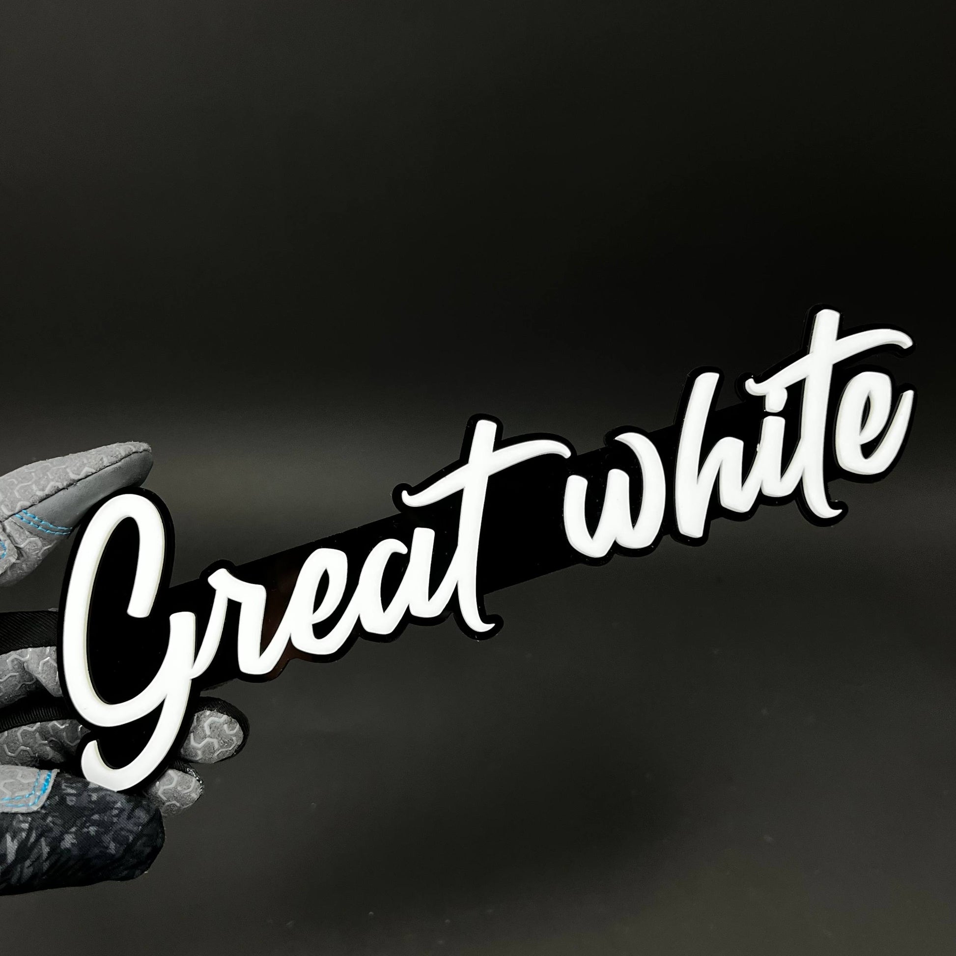 1PC Great white 3D Acrylic Badge - Car Truck Emblem Fender Sticker