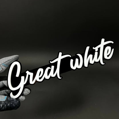 1PC Great white 3D Acrylic Badge - Car Truck Emblem Fender Sticker