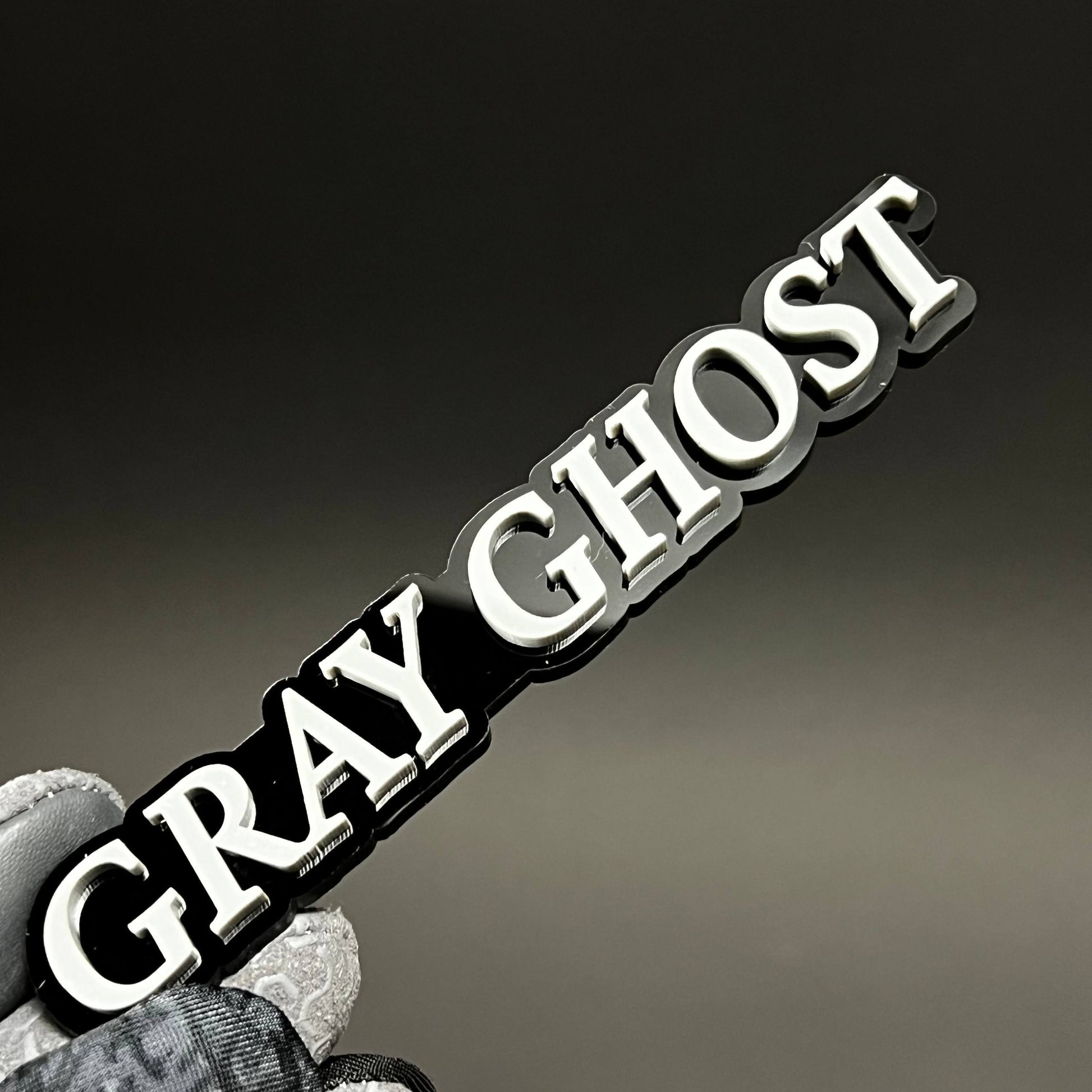 1PC GRAY GHOST 3D Acrylic Badge - Car Truck Emblem Fender Tailgate Trunk Sticker
