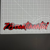 1PC 78 Continental 3D Acrylic Badge - Car Truck Emblem Fender Tailgate Trunk Sticker