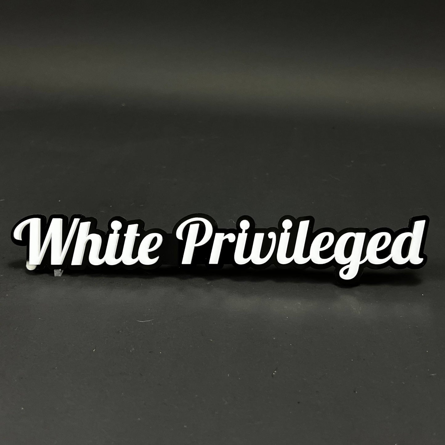 1PC White Privileged 3D Acrylic Badge - Car Truck Emblem Fender Sticker