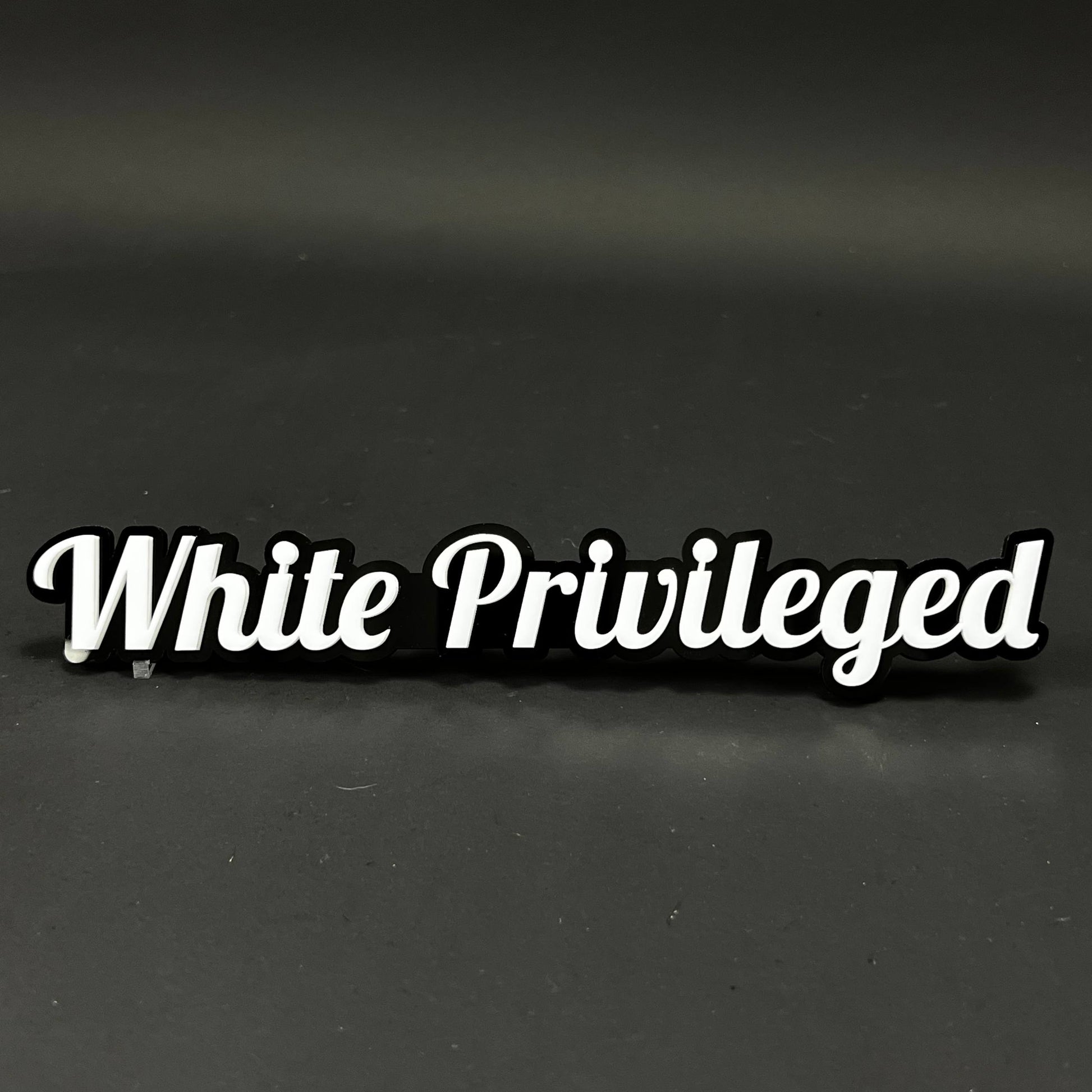 1PC White Privileged 3D Acrylic Badge - Car Truck Emblem Fender Sticker