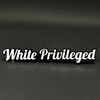 1PC White Privileged 3D Acrylic Badge - Car Truck Emblem Fender Sticker