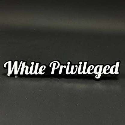 1PC White Privileged 3D Acrylic Badge - Car Truck Emblem Fender Sticker
