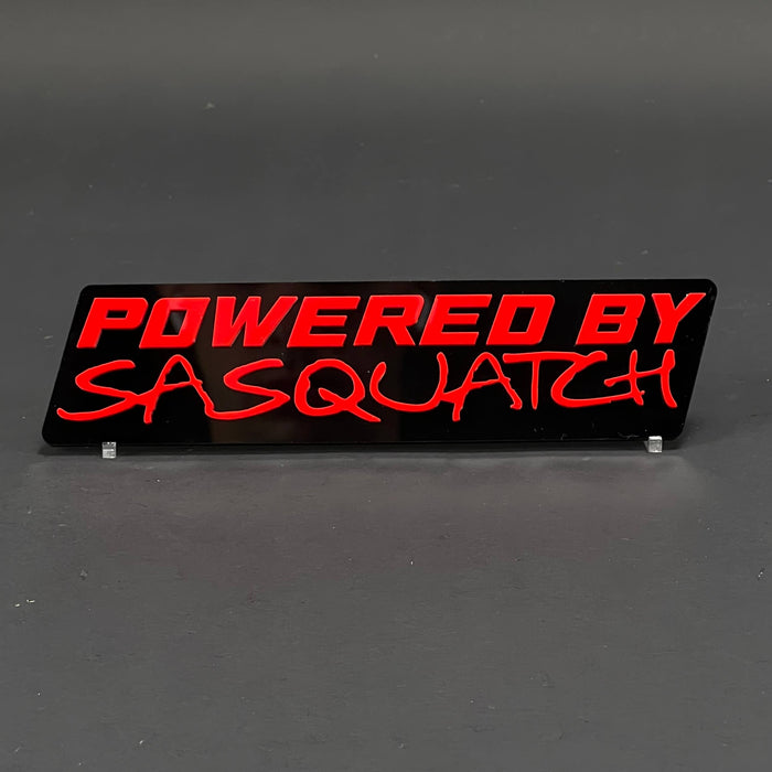 1PC POWERED BY SASQUATCH 3D Acrylic Badge - Car Truck Emblem Fender Sticker