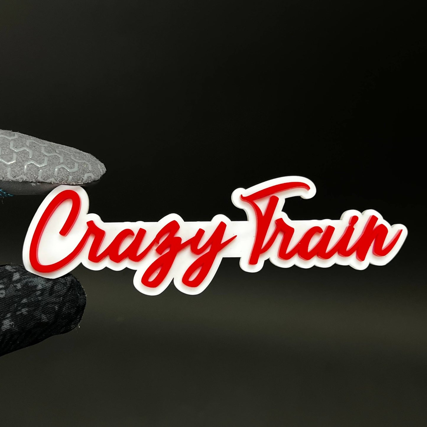 1PC Crazy Train (Red) 3D Acrylic Badge - Car Truck Emblem Fender Sticker