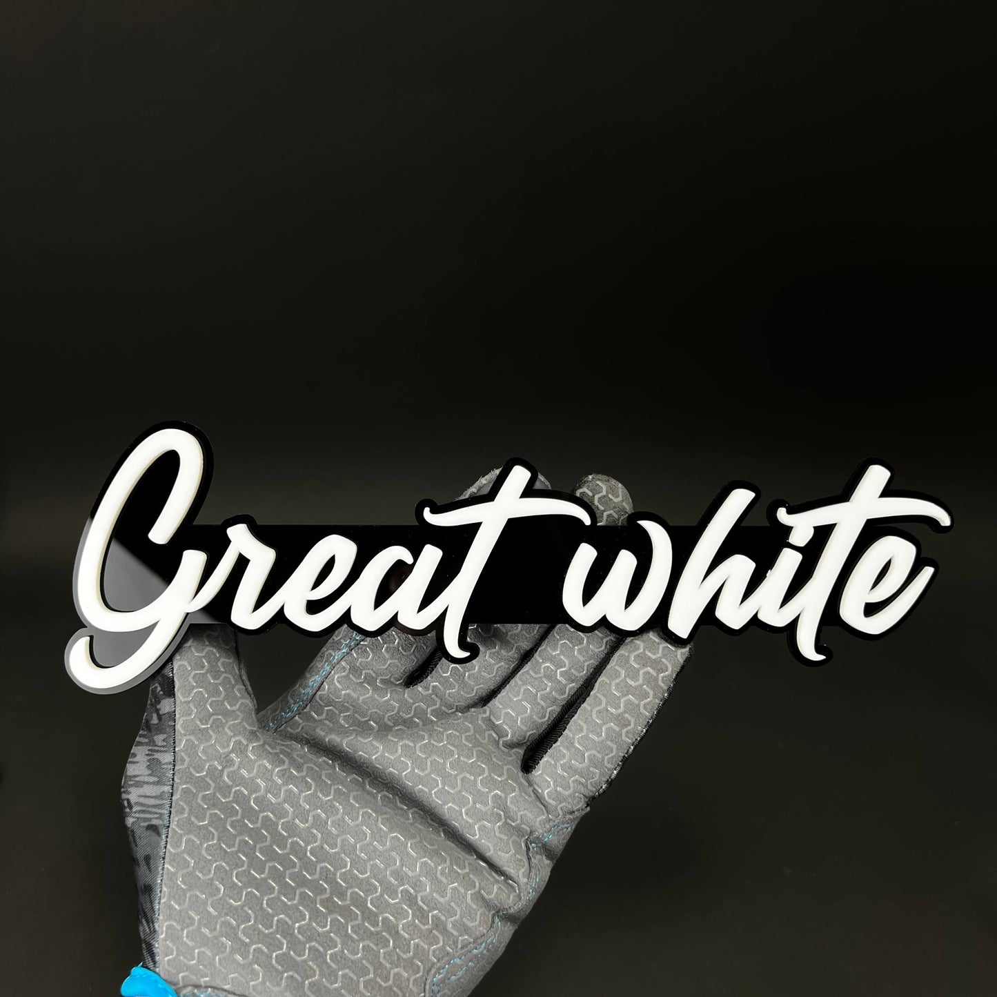 1PC Great white 3D Acrylic Badge - Car Truck Emblem Fender Sticker
