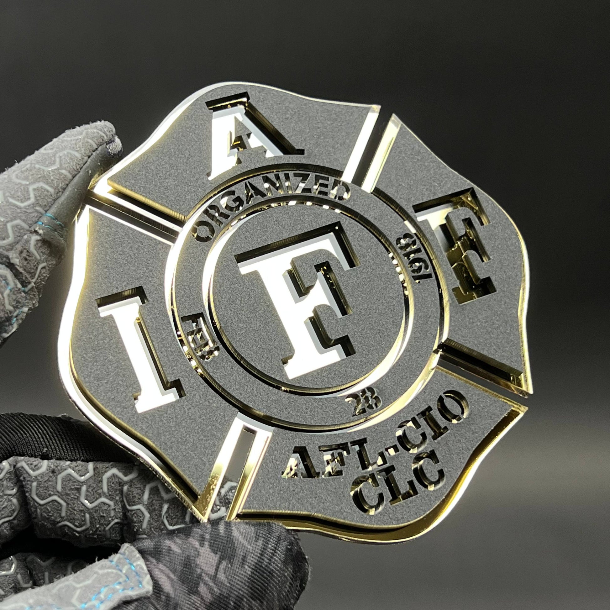 1PC IAFF Firefighter Cross 3D Acrylic Badge - Car Truck Emblem Fender Sticker