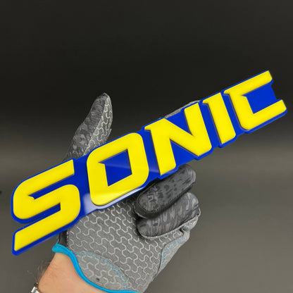 1PC SONIC (Yellow) 3D Acrylic Badge - Car Truck Emblem Fender Sticker