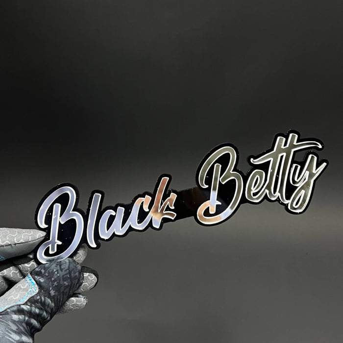 1PC Black Betty Silver 3D Acrylic Badge - Car Truck Emblem Fender Sticker