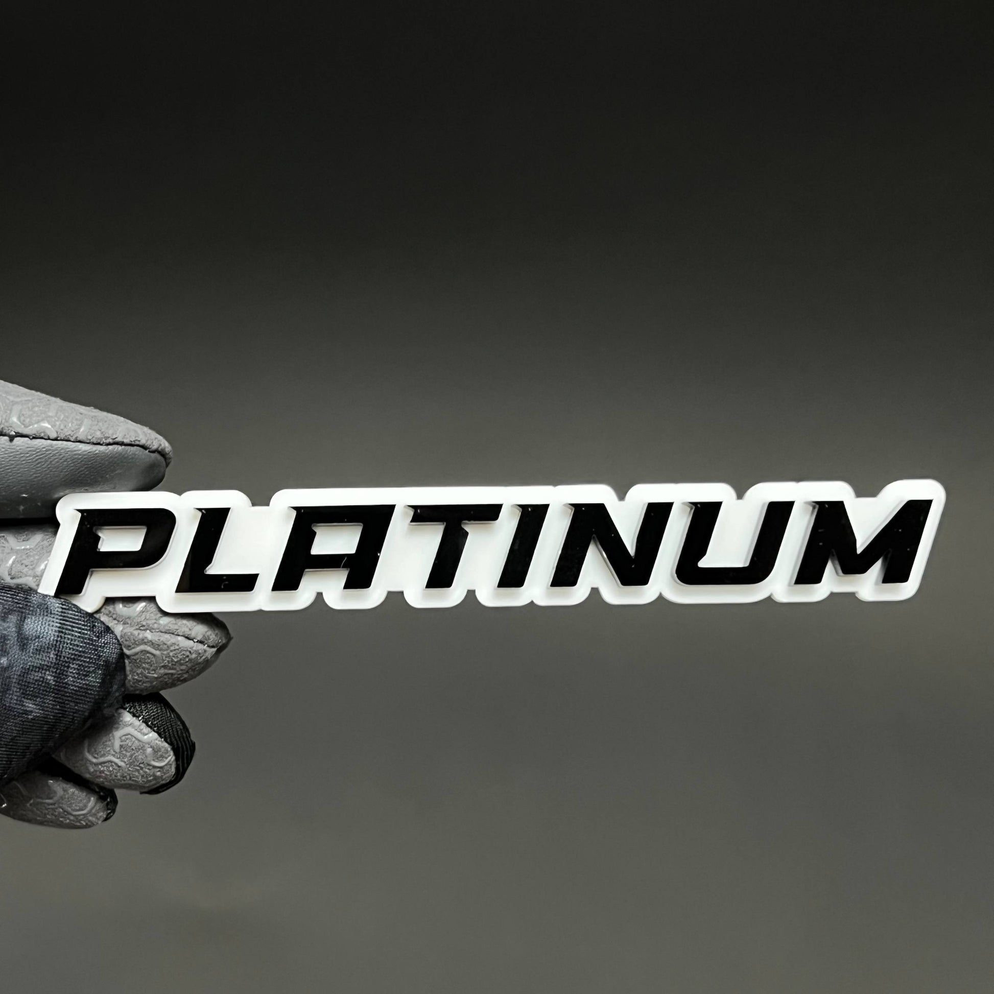 1PC PLATINUM (White) 3D Acrylic Badge - Car Truck Emblem Fender Sticker