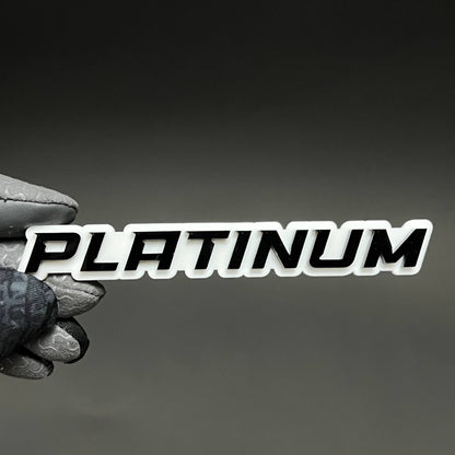 1PC PLATINUM (White) 3D Acrylic Badge - Car Truck Emblem Fender Sticker
