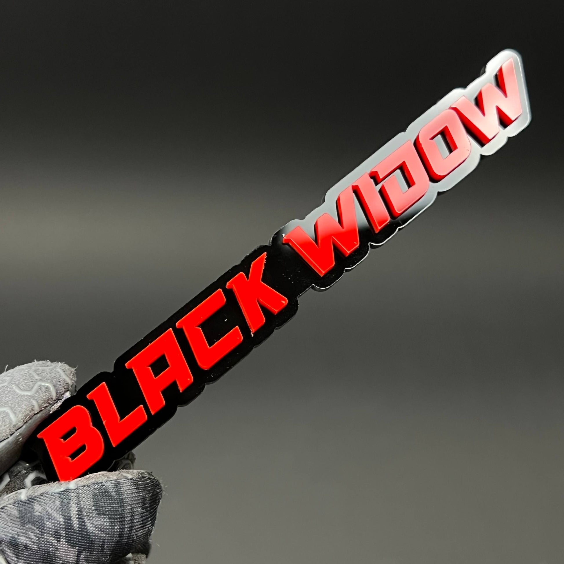 1PC BLACK WIDOW 3D Acrylic Badge - Car Truck Emblem Fender Sticker