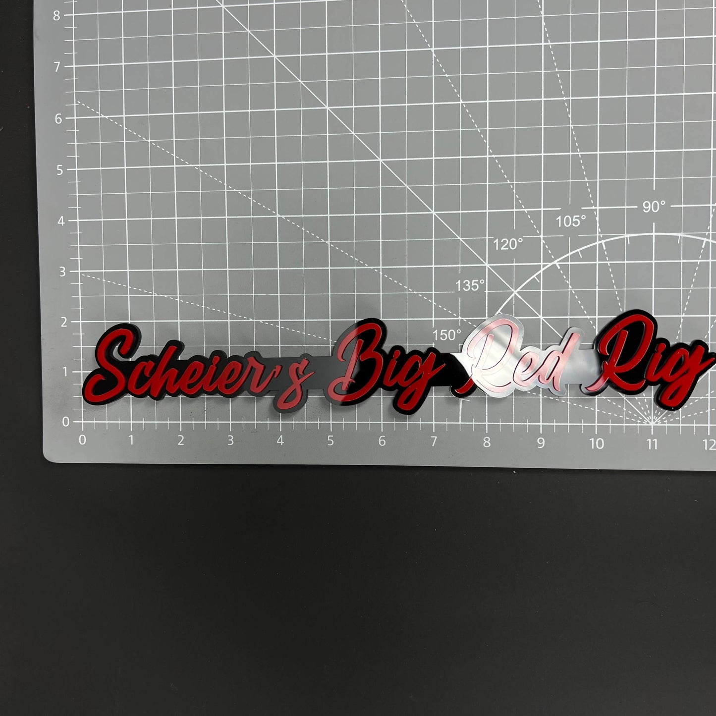 1PC Scheier's Big Red Rig 3D Acrylic Badge - Car Truck Emblem Fender Sticker