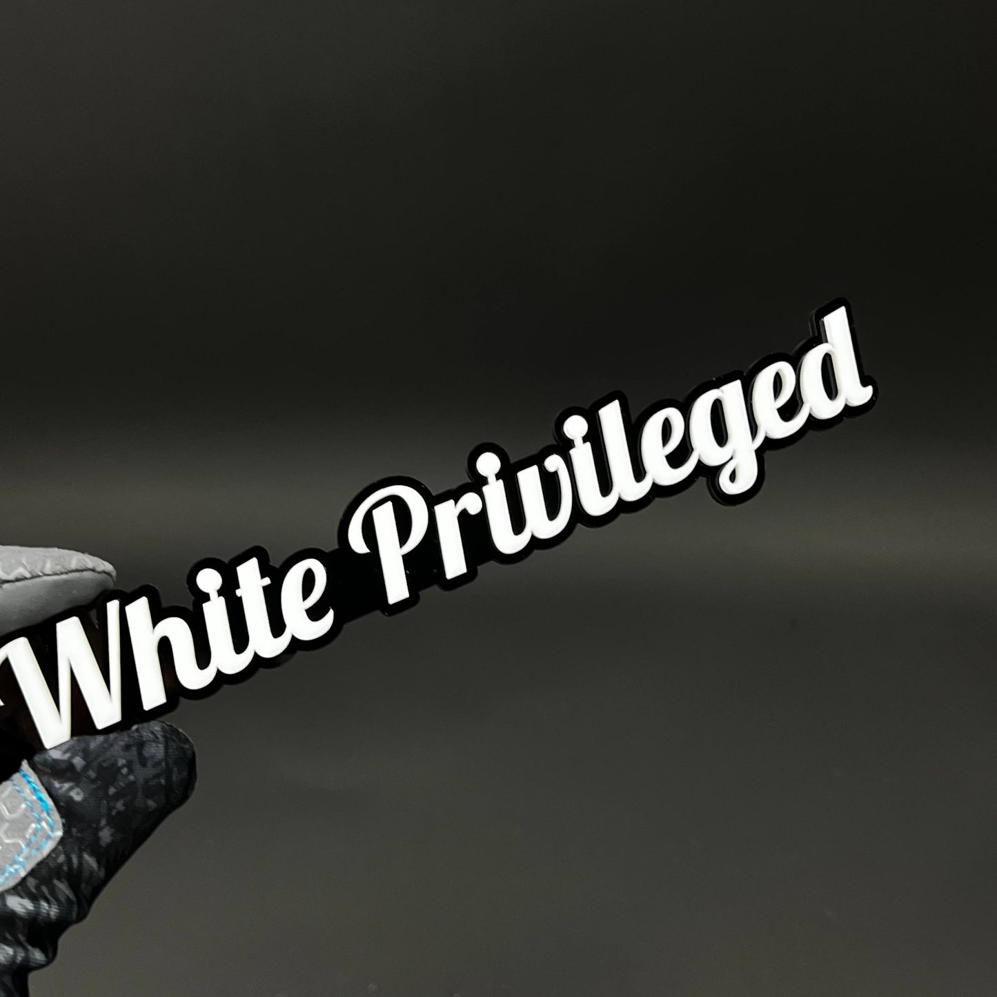 1PC White Privileged 3D Acrylic Badge - Car Truck Emblem Fender Sticker