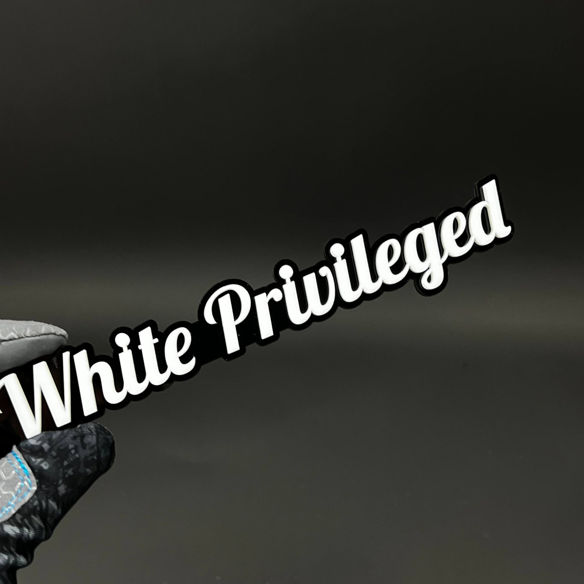 1PC White Privileged 3D Acrylic Badge - Car Truck Emblem Fender Sticker