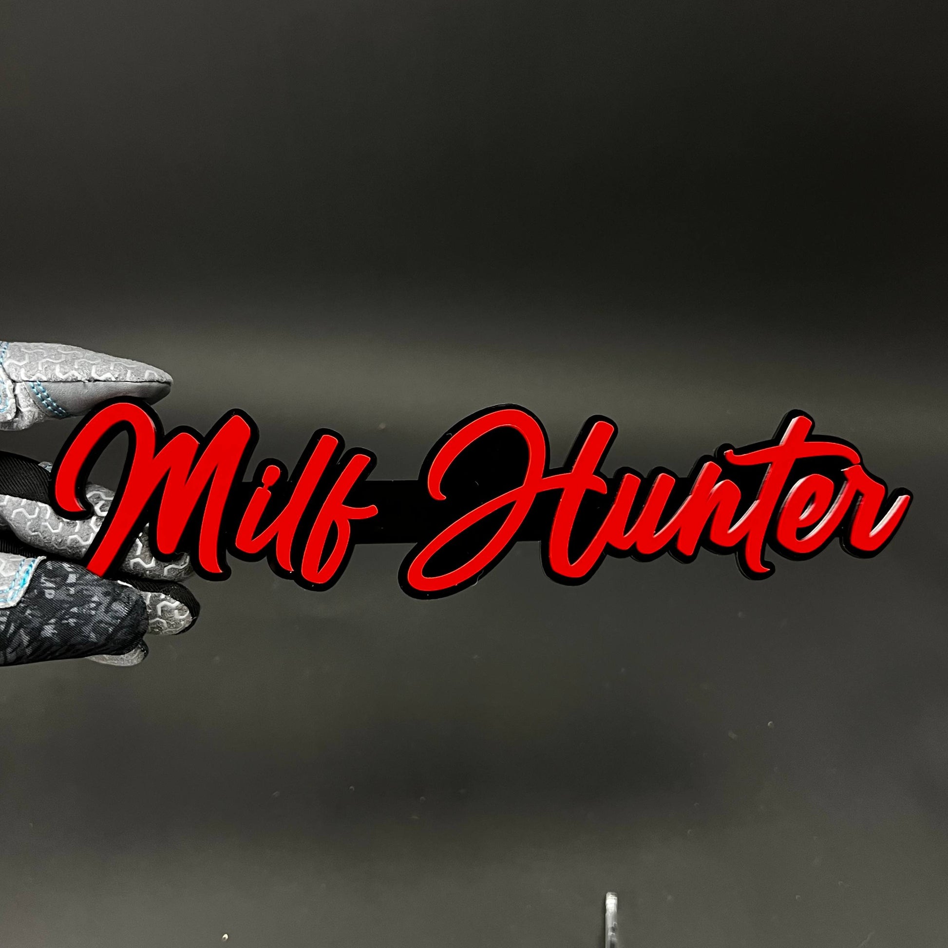1PC Milf Hunter 3D Acrylic Badge - Car Truck Emblem Fender Sticker