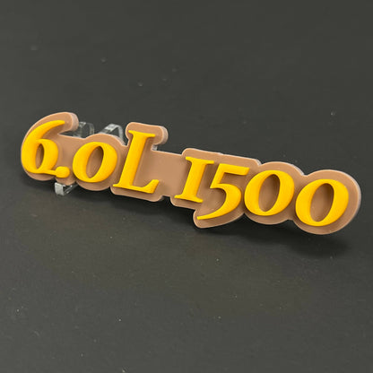 1PC 6.0L 1500 3D Acrylic Badge - Car Truck Emblem Fender Tailgate Trunk Sticker