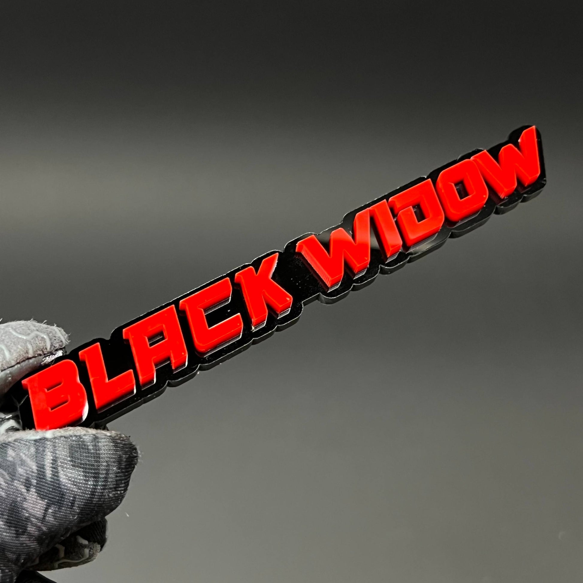 1PC BLACK WIDOW 3D Acrylic Badge - Car Truck Emblem Fender Sticker