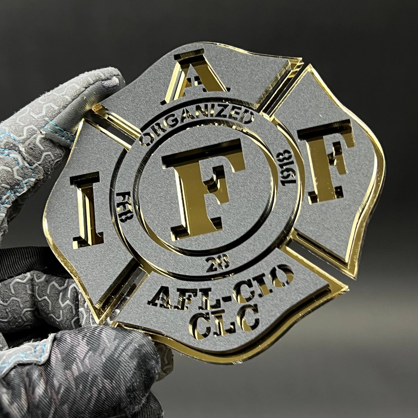 1PC IAFF Firefighter Cross 3D Acrylic Badge - Car Truck Emblem Fender Sticker