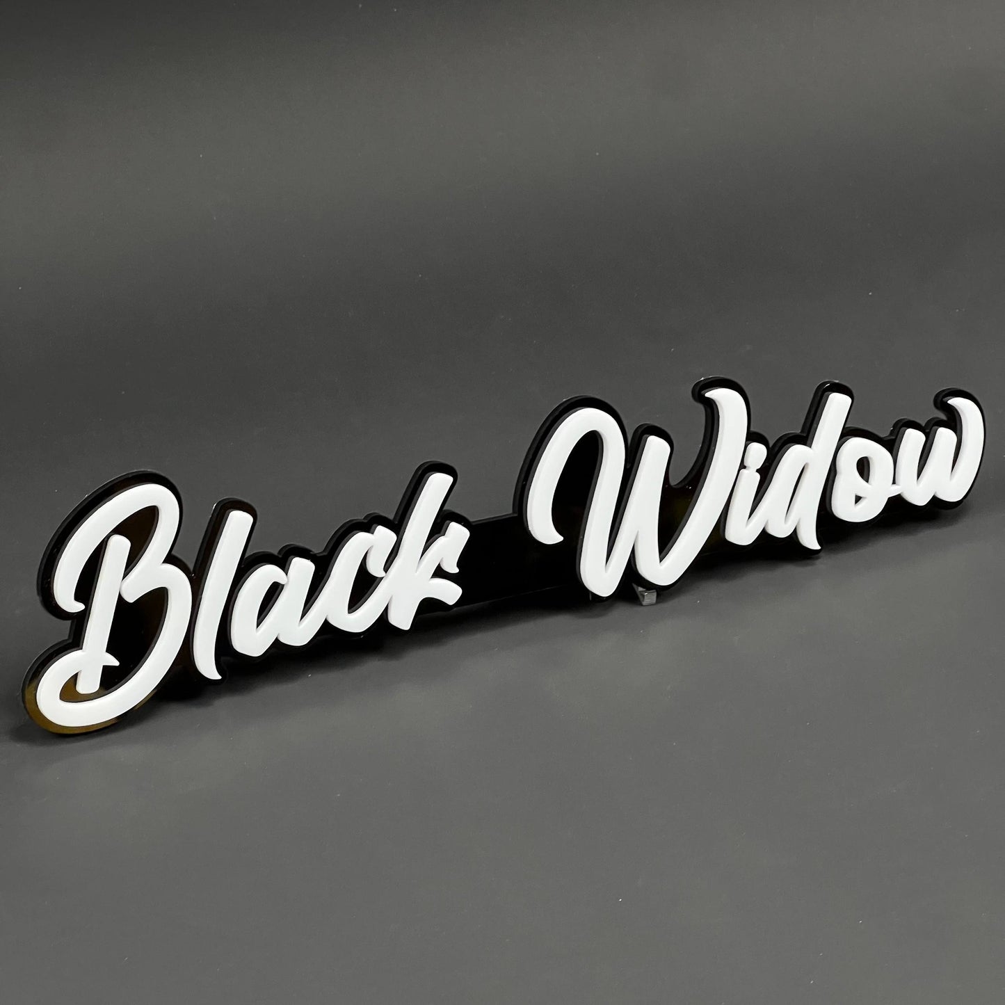 1PC Black Widow (White) 3D Acrylic Badge - Car Truck Emblem Fender Tailgate Trunk Sticker