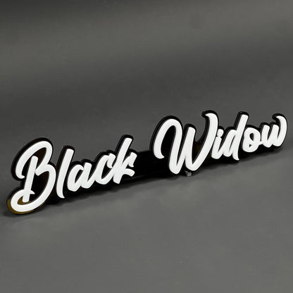 1PC Black Widow (White) 3D Acrylic Badge - Car Truck Emblem Fender Tailgate Trunk Sticker
