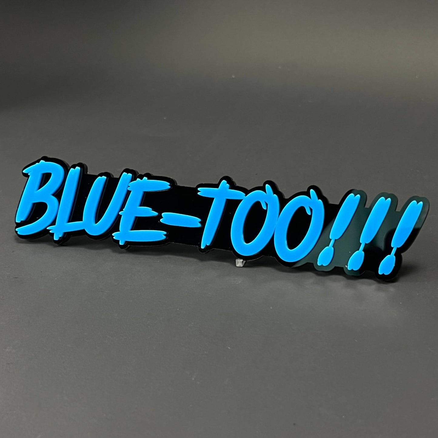 1PC BLUE-TOO!!! 3D Acrylic Badge - Car Truck Emblem Fender Sticker