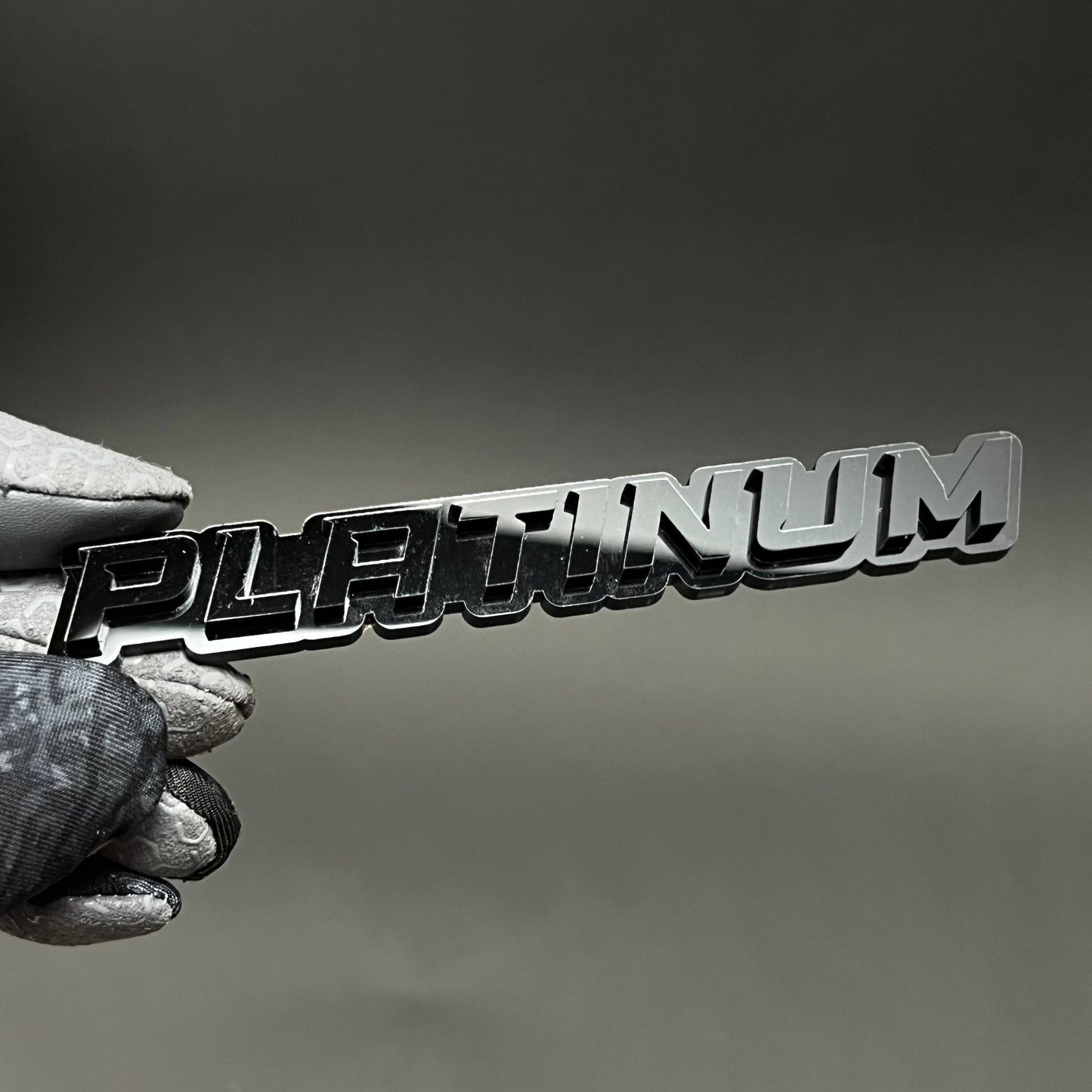 1PC PLATINUM (Black) 3D Acrylic Badge - Car Truck Emblem Fender Sticker