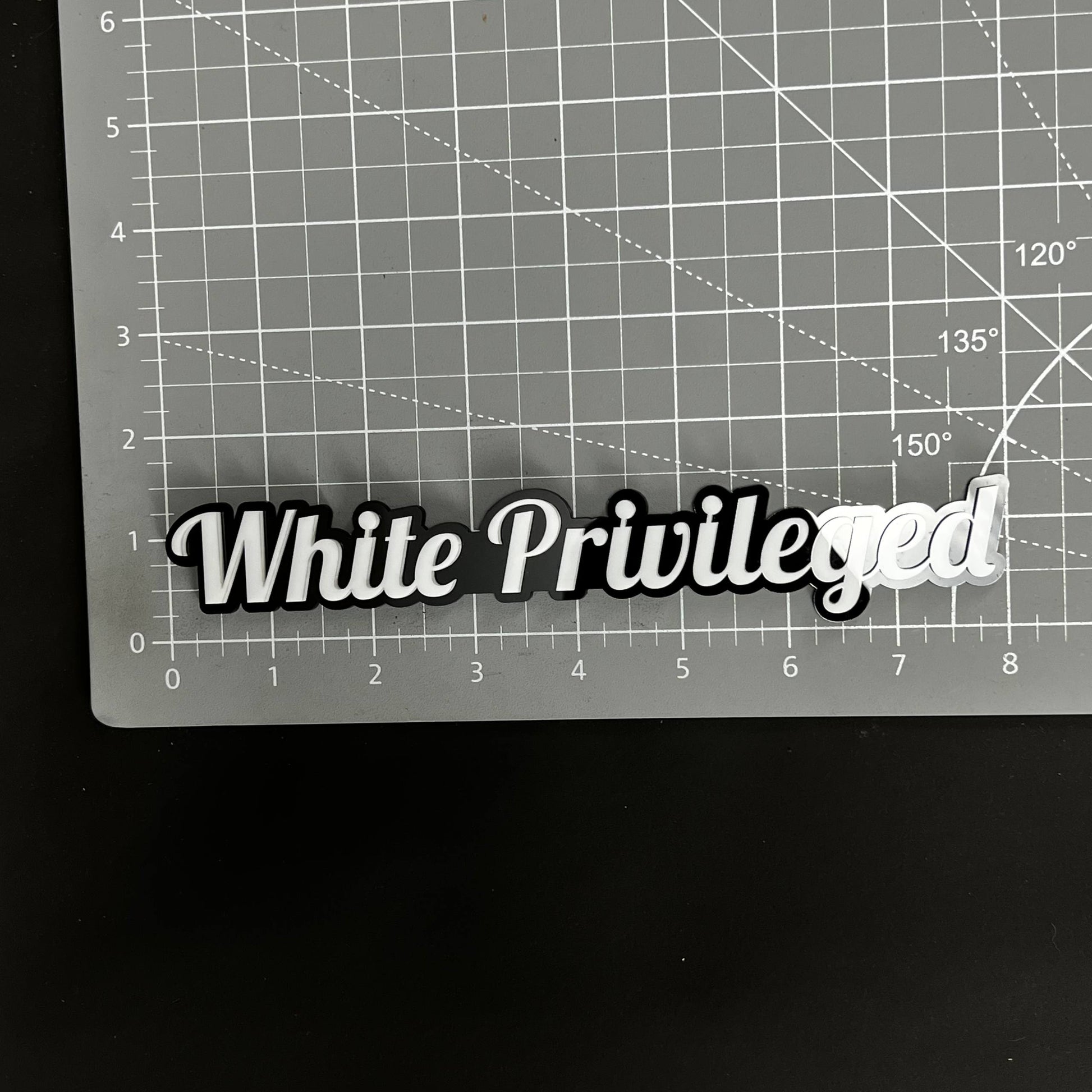 1PC White Privileged 3D Acrylic Badge - Car Truck Emblem Fender Sticker
