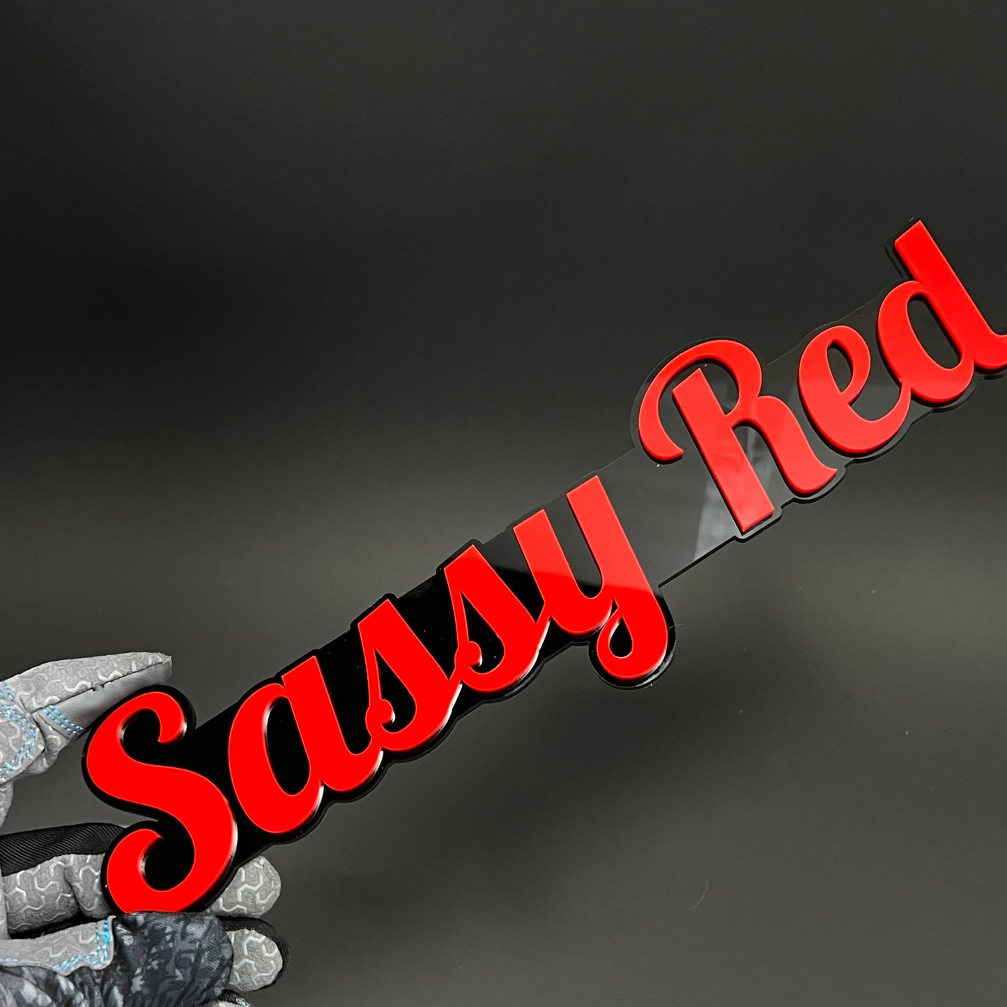 1PC Sassy Red 3D Acrylic Badge - Car Truck Emblem Fender Tailgate Trunk Sticker