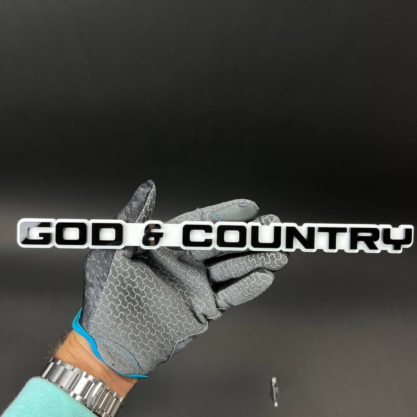 1PC GOD & COUNTRY 3D Acrylic Badge - Car Truck Emblem Fender Sticker