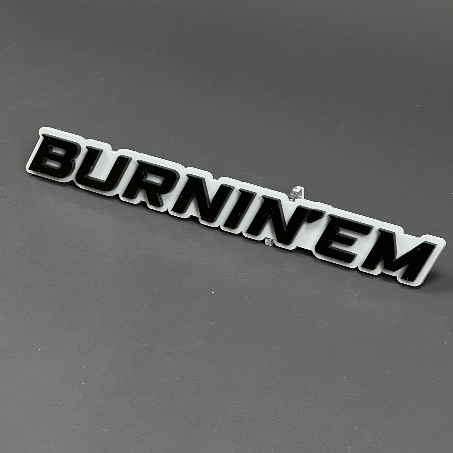 1PC BURNIN'EM 3D Acrylic Badge - Car Truck Emblem Fender Tailgate Trunk Sticker