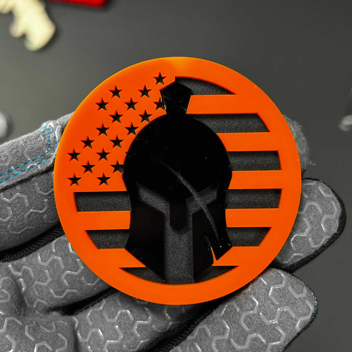 1PC Spartan Flag Emblem 3D Acrylic Badge - Car Truck Emblem Fender Sticker