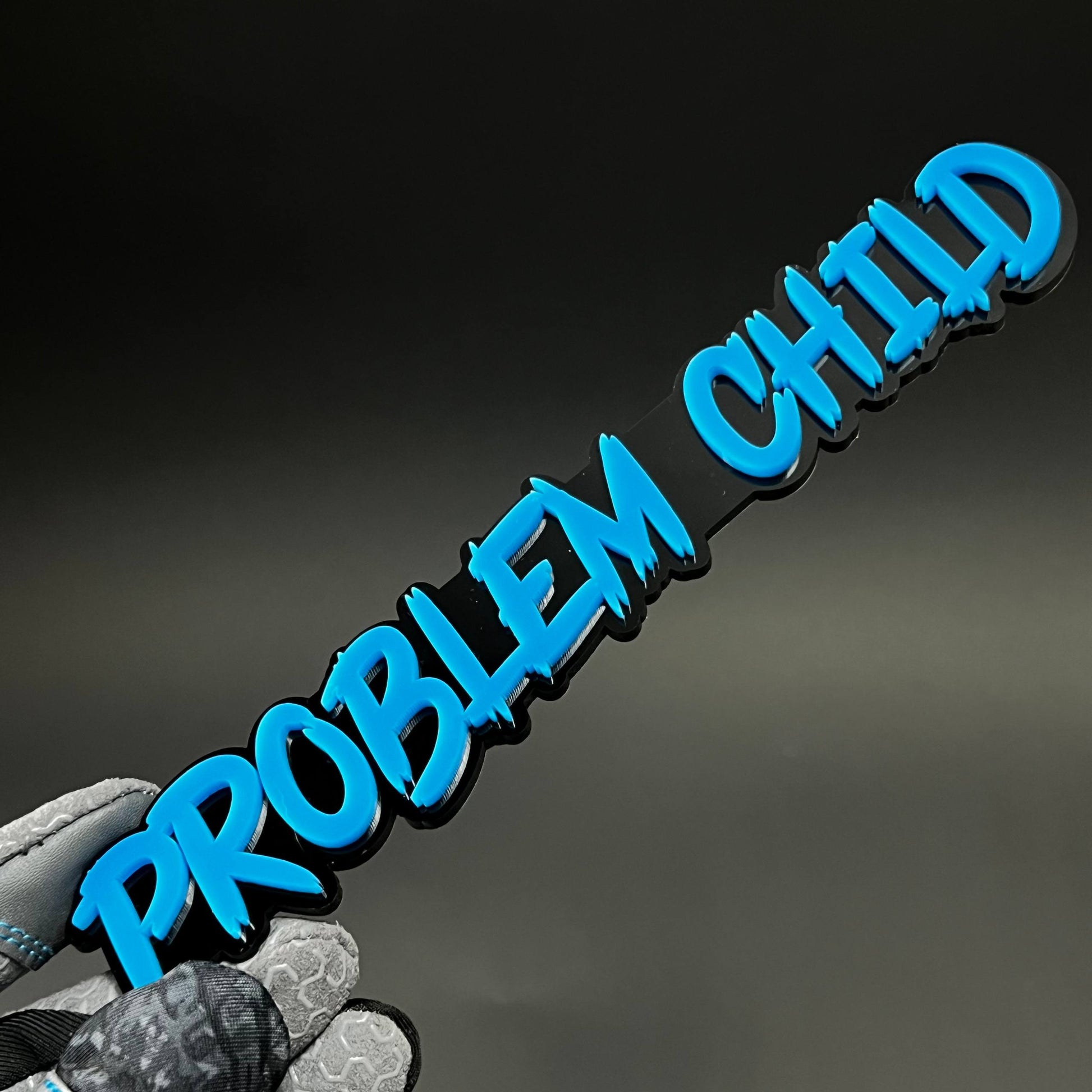 1PC PROBLEM CHILD 3D Acrylic Badge - Car Truck Emblem Fender Sticker