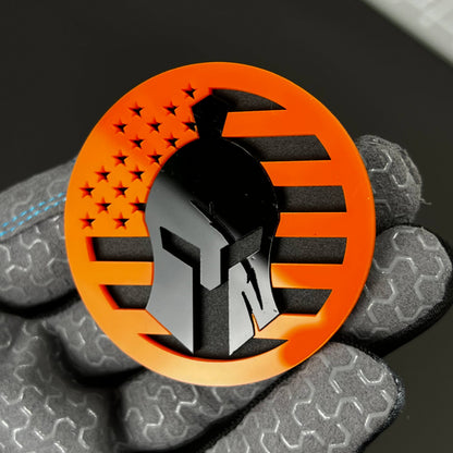 1PC Spartan Flag 3D Acrylic Badge - Car Truck Emblem Fender Sticker