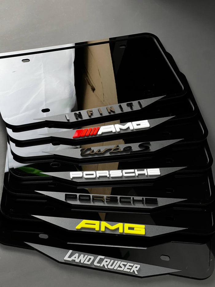 1PC License Plate Frames Stack 3D Acrylic Car Badge - Fender Emblem