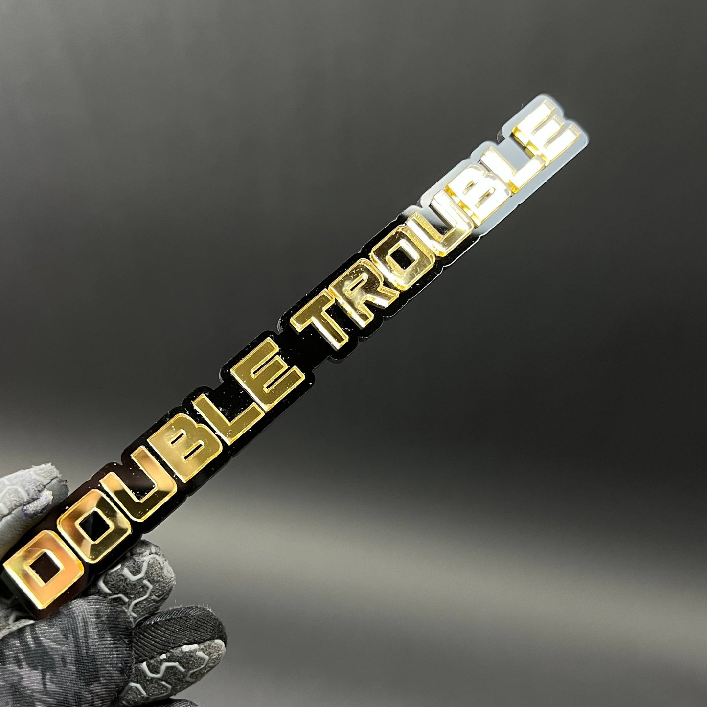 1PC DOUBLE TROUBLE 3D Acrylic Badge - Car Truck Emblem Fender Sticker