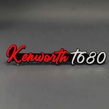 1PC Kenworth T680 3D Acrylic Badge - Car Truck Emblem Fender Sticker