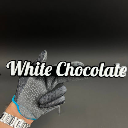 1PC White Chocolate 3D Acrylic Badge - Car Truck Emblem Fender Sticker