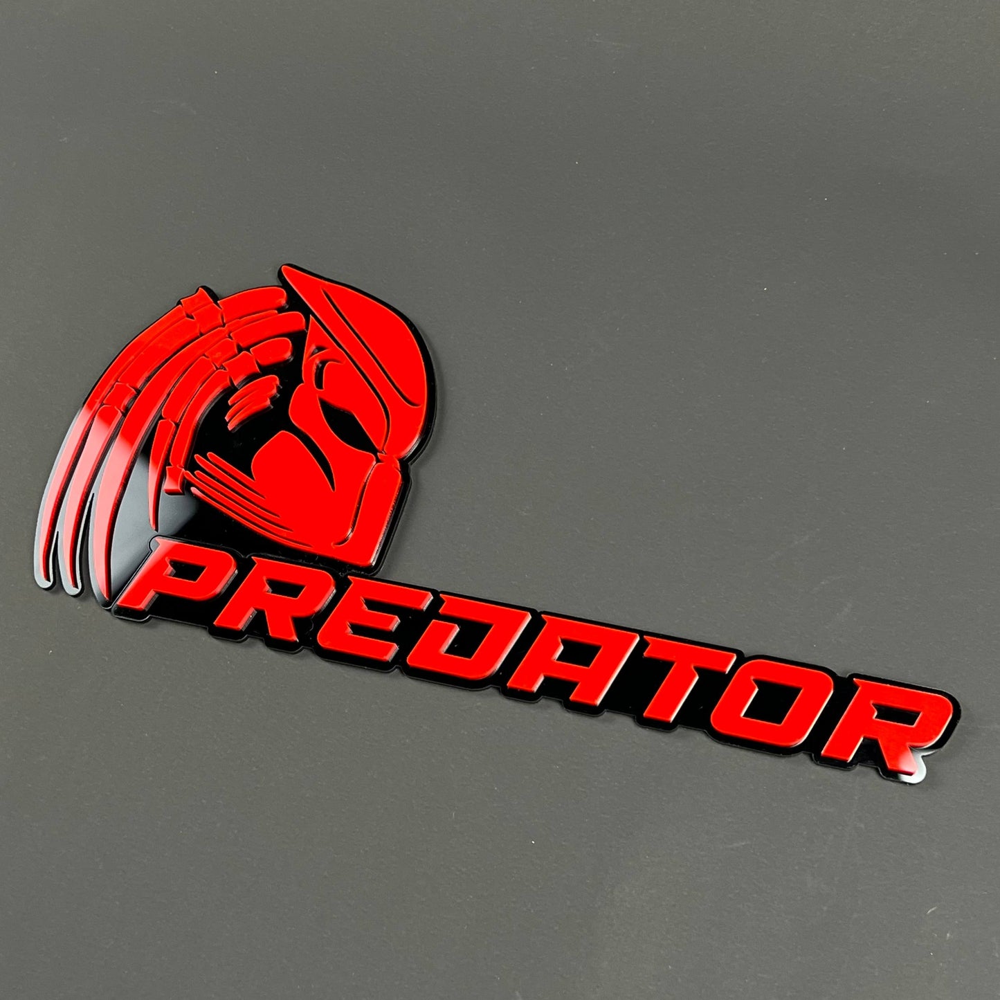 Predator 3D Acrylic Badge (Red Helmet) - Car Truck Emblem Fender Sticker