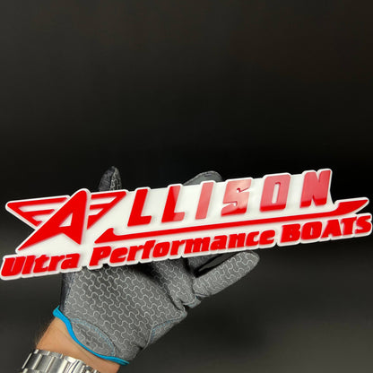 1PC ALLISON Ultra Performance BOATS 3D Acrylic Car Badge - Fender Emblem