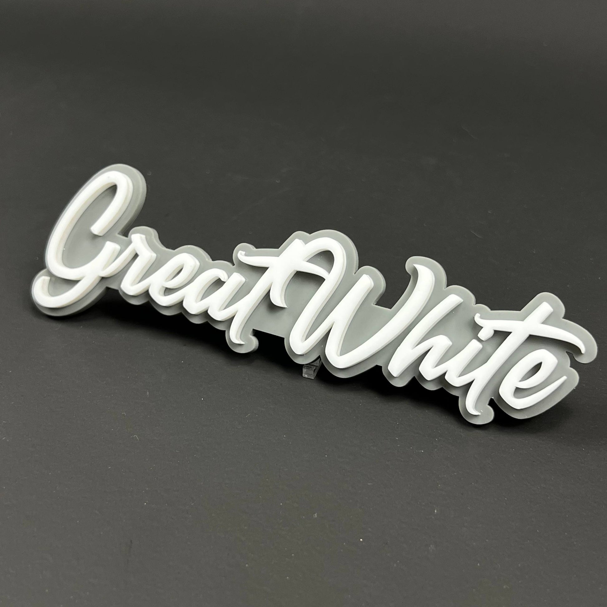 1PC Great White 3D Acrylic Badge - Car Truck Emblem Fender Sticker