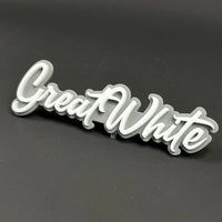 1PC Great White 3D Acrylic Badge - Car Truck Emblem Fender Sticker