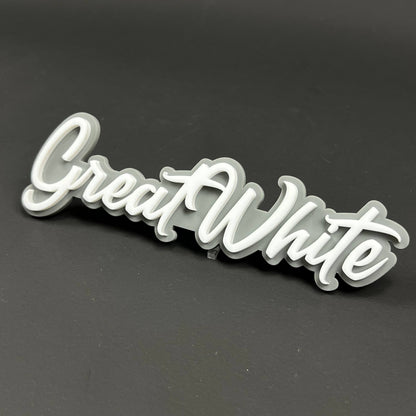 1PC Great White 3D Acrylic Badge - Car Truck Emblem Fender Sticker