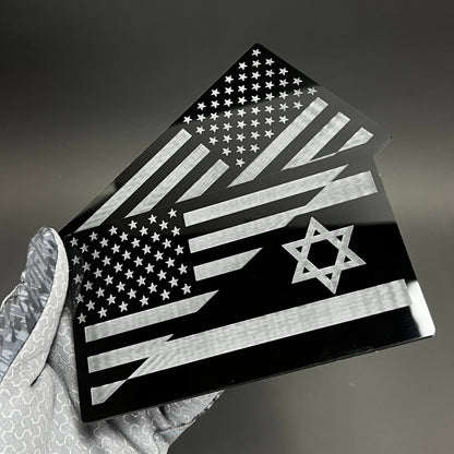1PC USA Israel Flag 3D Acrylic Badge - Car Truck Emblem Fender Sticker