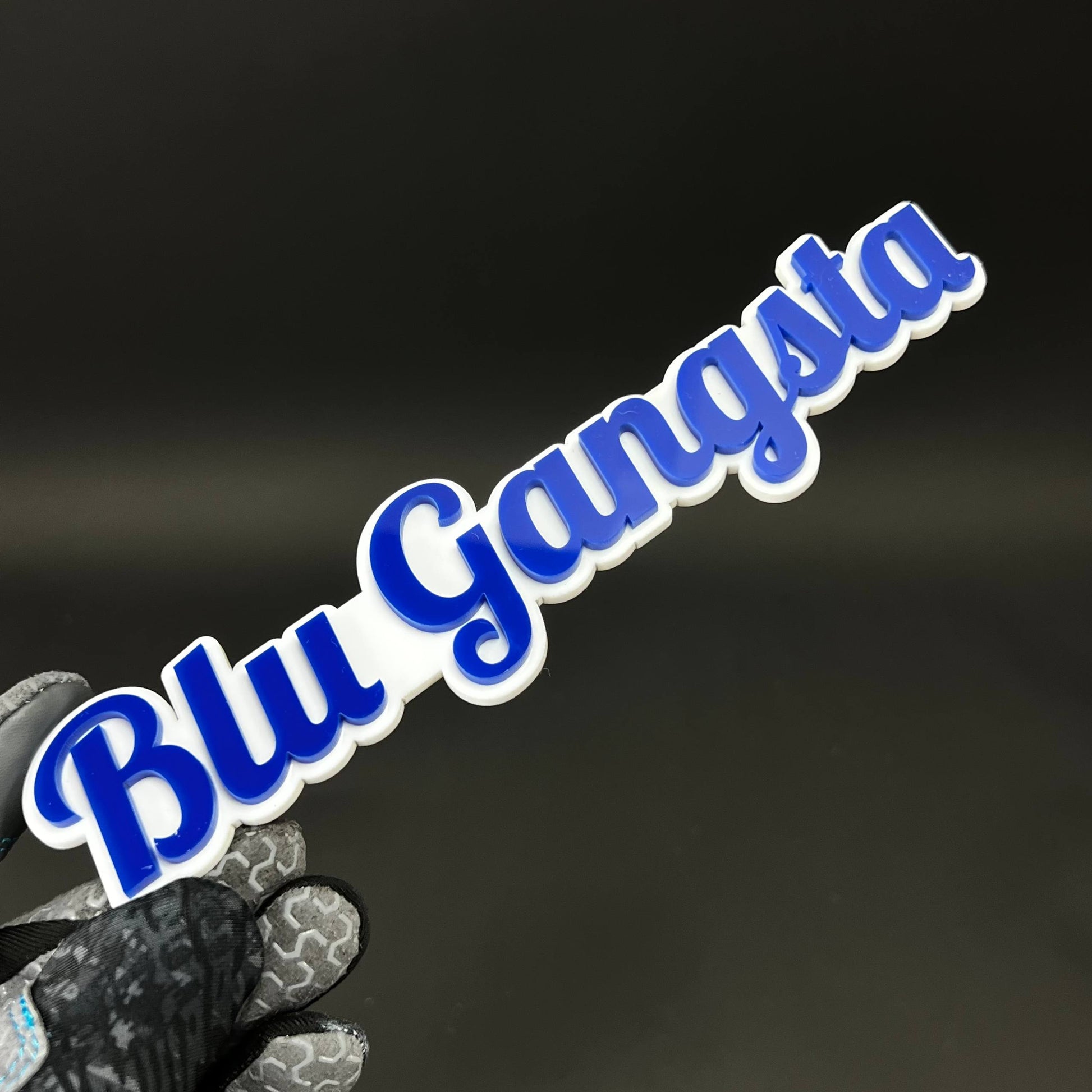 1PC Blu Gangsta 3D Acrylic Badge - Car Truck Emblem Fender Sticker