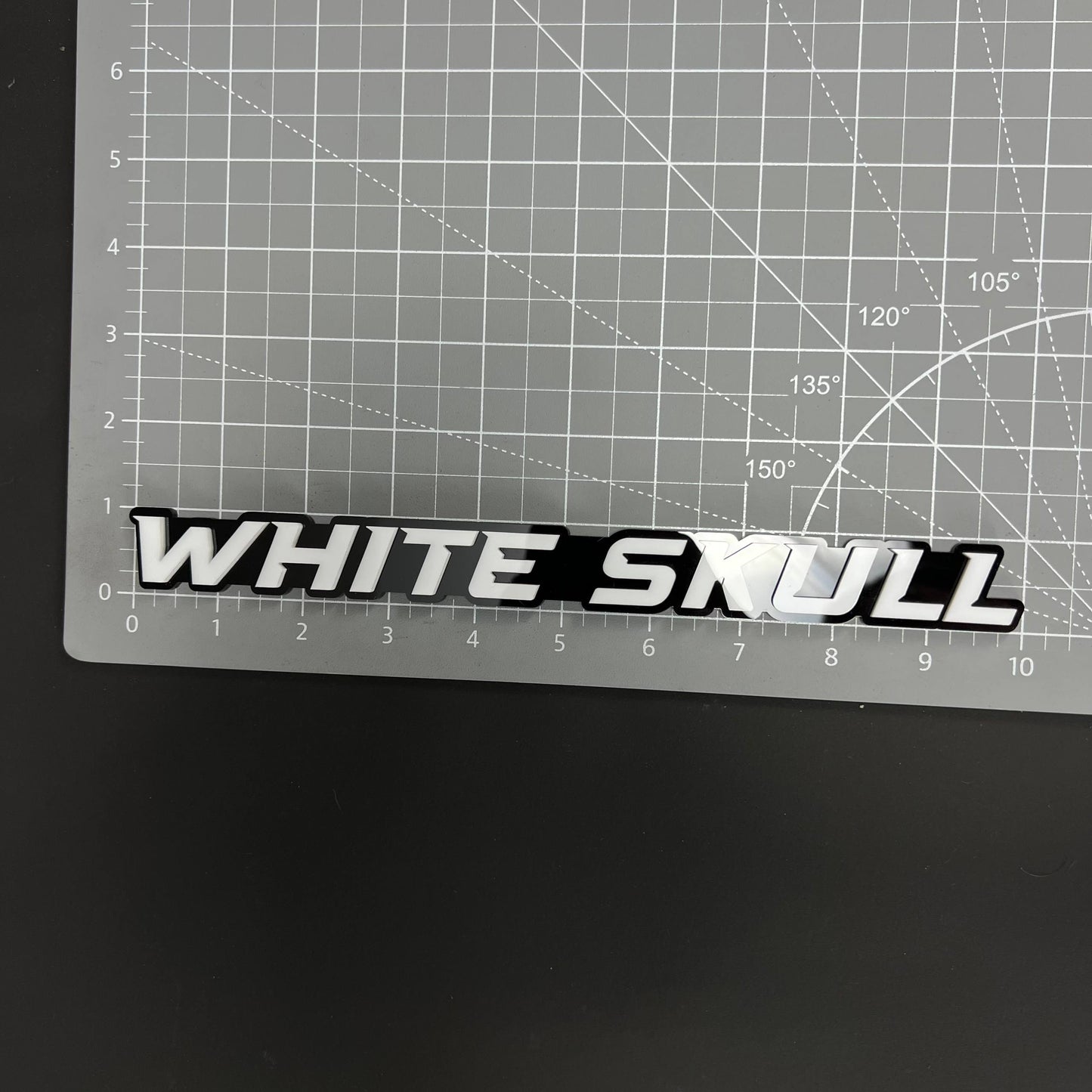 1PC WHITE SKULL 3D Acrylic Badge - Car Truck Emblem Fender Sticker