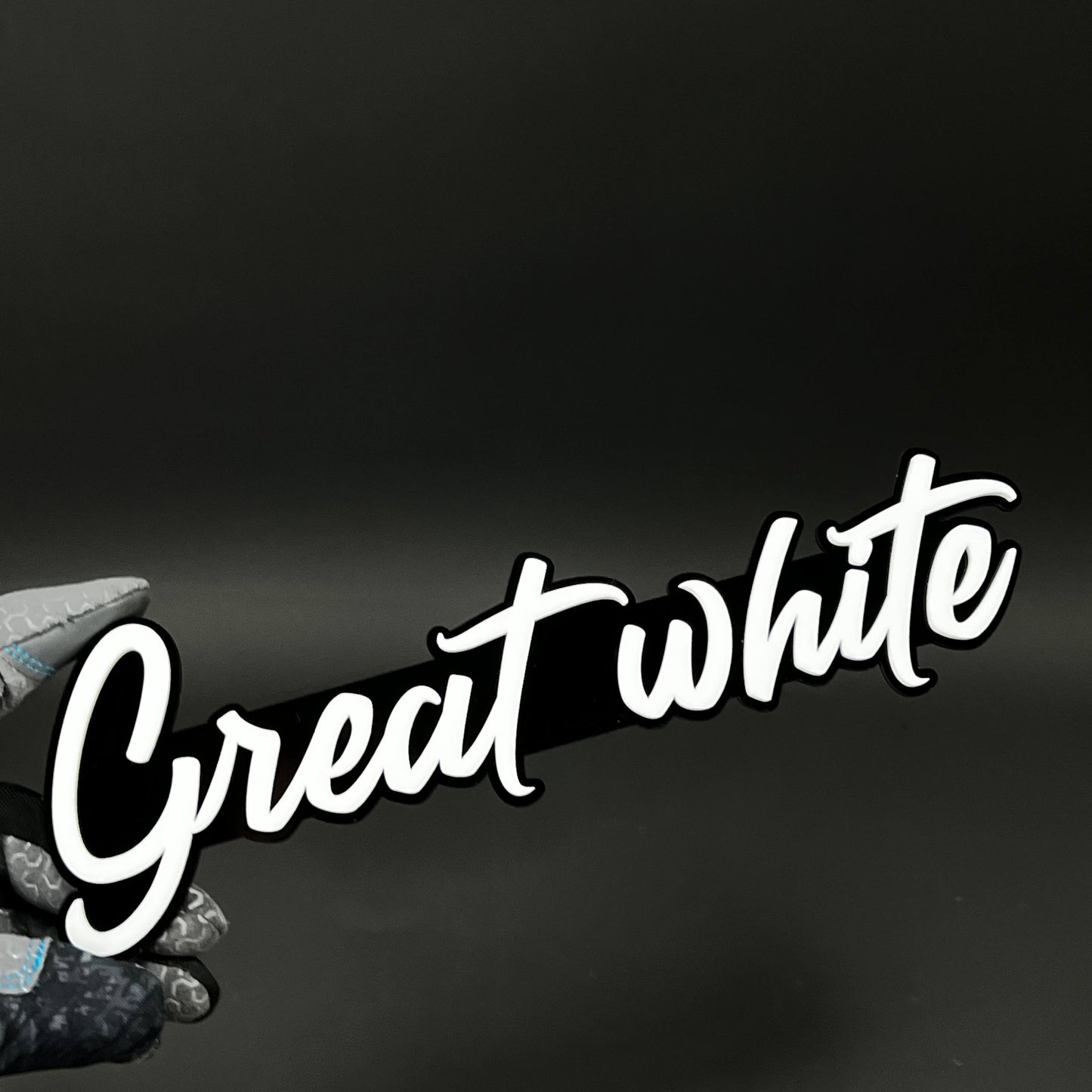 1PC Great white 3D Acrylic Badge - Car Truck Emblem Fender Sticker